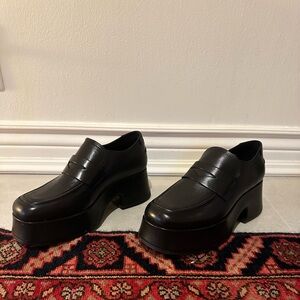 Leather Platform Loafers